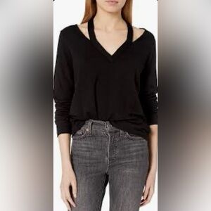 BAILEY/44 Black Cut Out V-Neck Sweater
